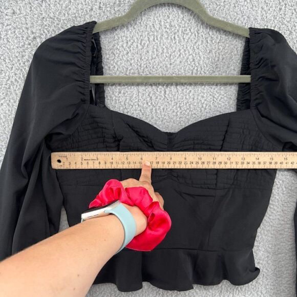 B.O.G. COLLECTIVE Ruche Bust Long Sleeve Top In Black Size Small - Picture 3 of 9